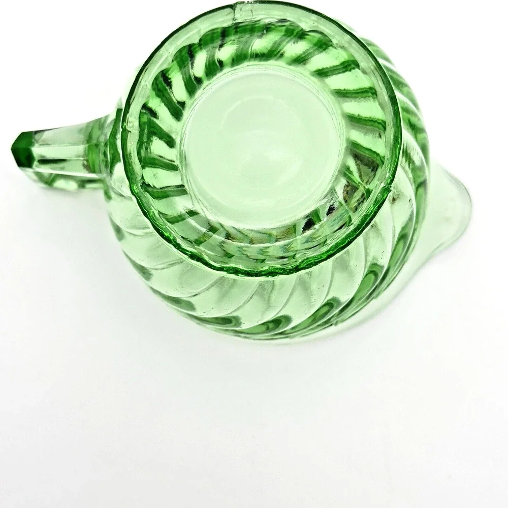 Vintage Imperial Uranium Depression Glass Twisted Optic Open Sugar Creamer READ